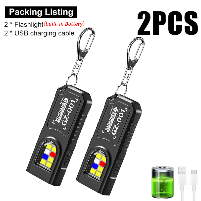 Fishing Light - ไฟฉายพวงกุญแจอเนกประสงค์แบบชาร์จ USB ไฟฉายขนาดเล็กพร้อมไฟทำงาน COB พวงกุญแจสำหรับตั้งแคมป์เดินป่า ไฟพกพา