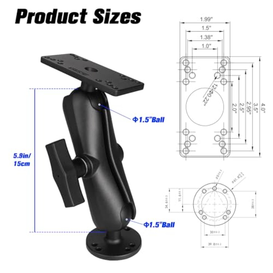 ขายึดเครื่องหาปลาสำหรับเรือคาย - Fish Finder Mount บทวิจารณ์และราคา